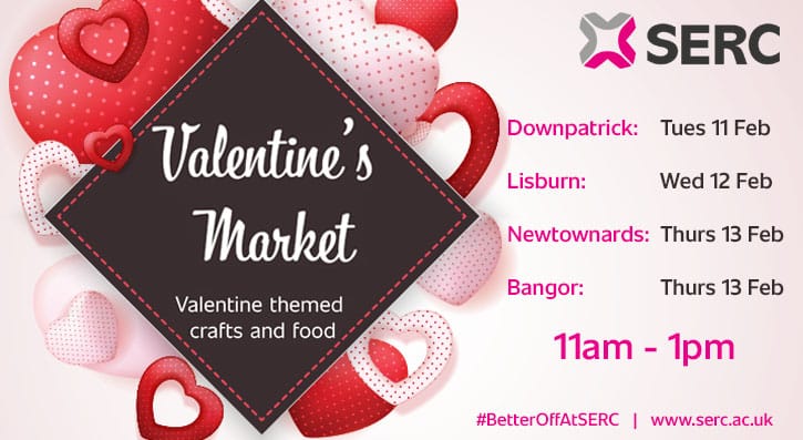 In the run up to Valentine’s Day SERC Enterprise will be hosting Valentine’s Fairs from Tuesday February 11th to Thursday February 13th.